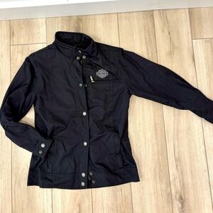 Vintage Harley-Davidson Women's black nylon embroidered Utility Jacket